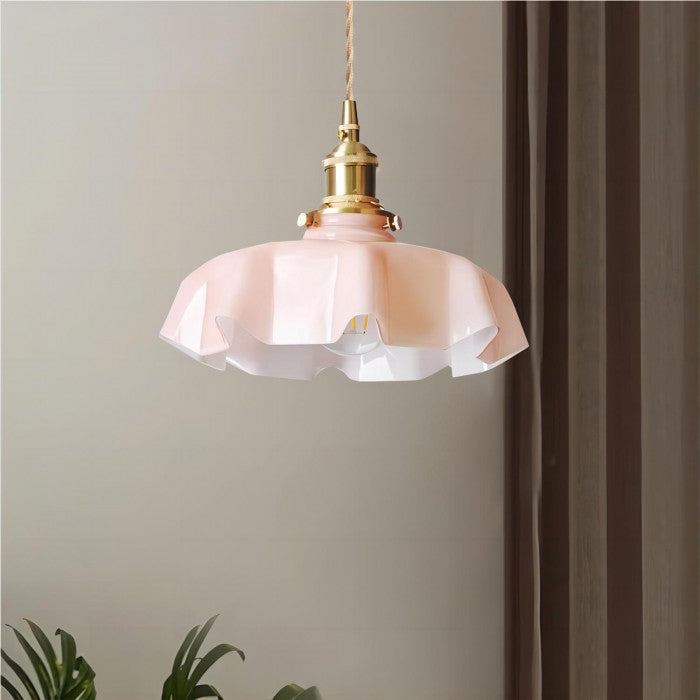 BlushBloom | Retro Glasblume Creme Hängelampe