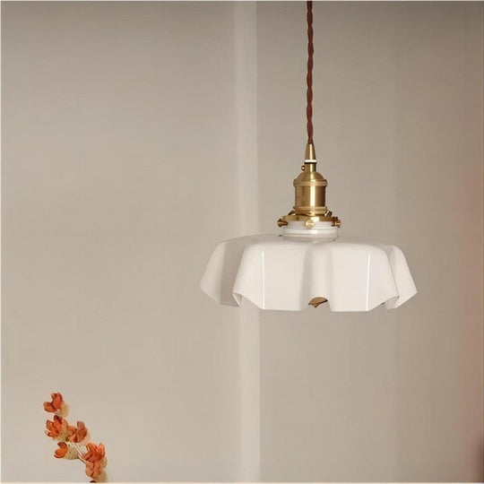 BlushBloom | Retro Glasblume Creme Hängelampe