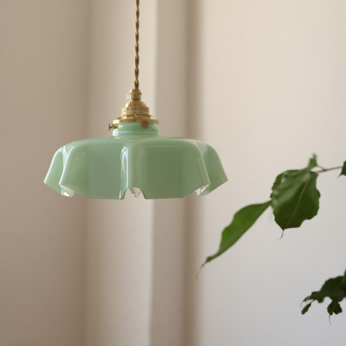 BlushBloom | Retro Glasblume Creme Hängelampe