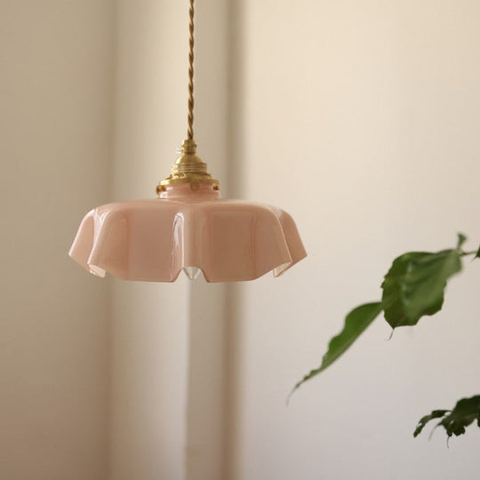 BlushBloom | Retro Glasblume Creme Hängelampe