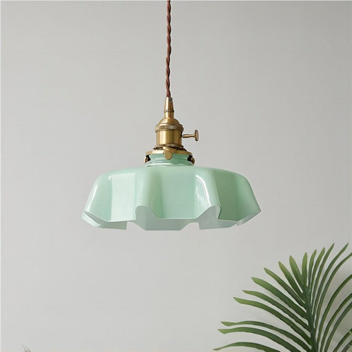 BlushBloom | Retro Glasblume Creme Hängelampe