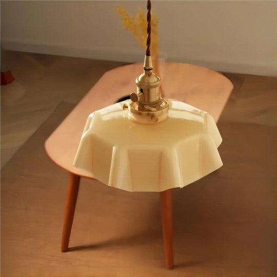 BlushBloom | Retro Glasblume Creme Hängelampe