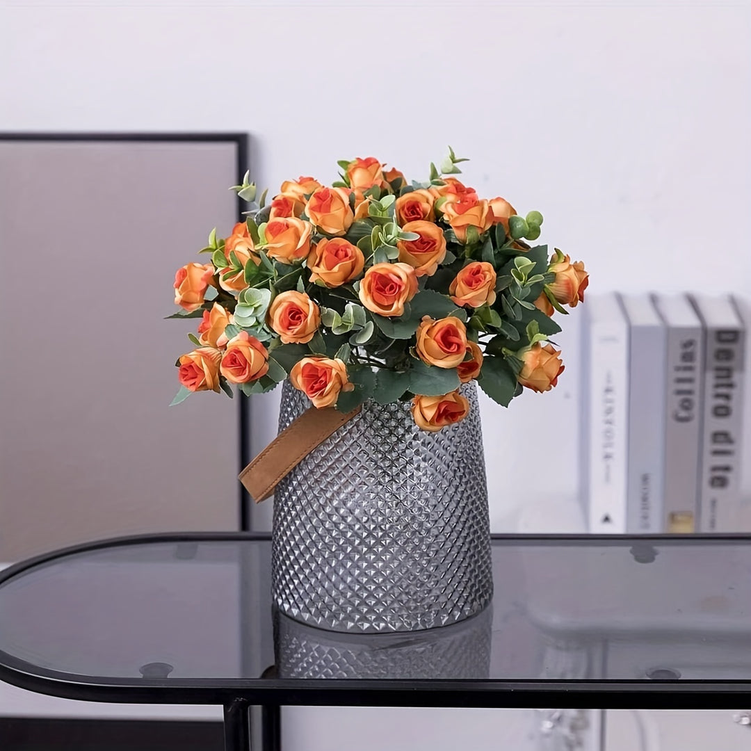 RoseCharm | Künstlicher Rosenstrauß – Vintage-Look, 10 Köpfe Orange Decorique.de