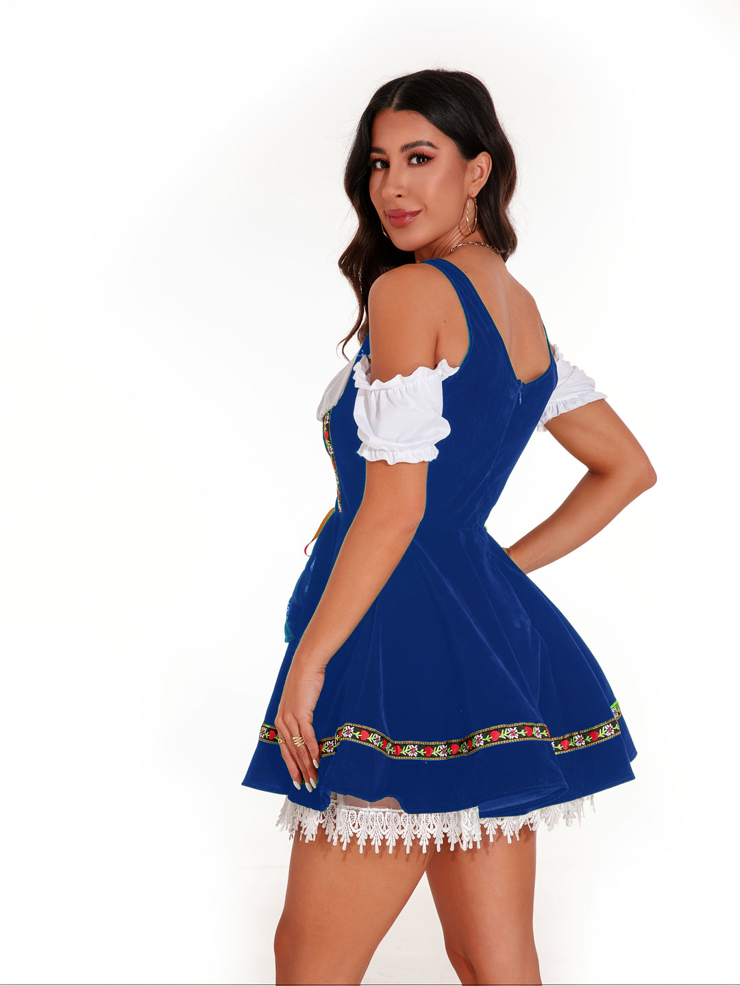 Rosenblüte | Damen-Dirndlkleid – Schulterfrei mit Spitze und Blumendetails Decorique.de