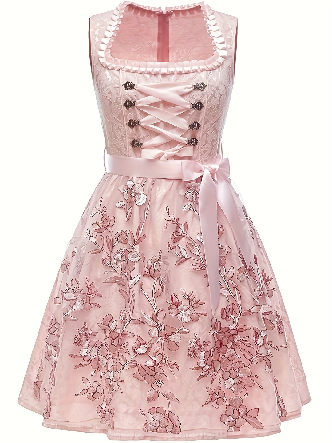 Rosenglanz | Damen-Dirndlkleid – Spitze & Blumenakzente Decorique.de