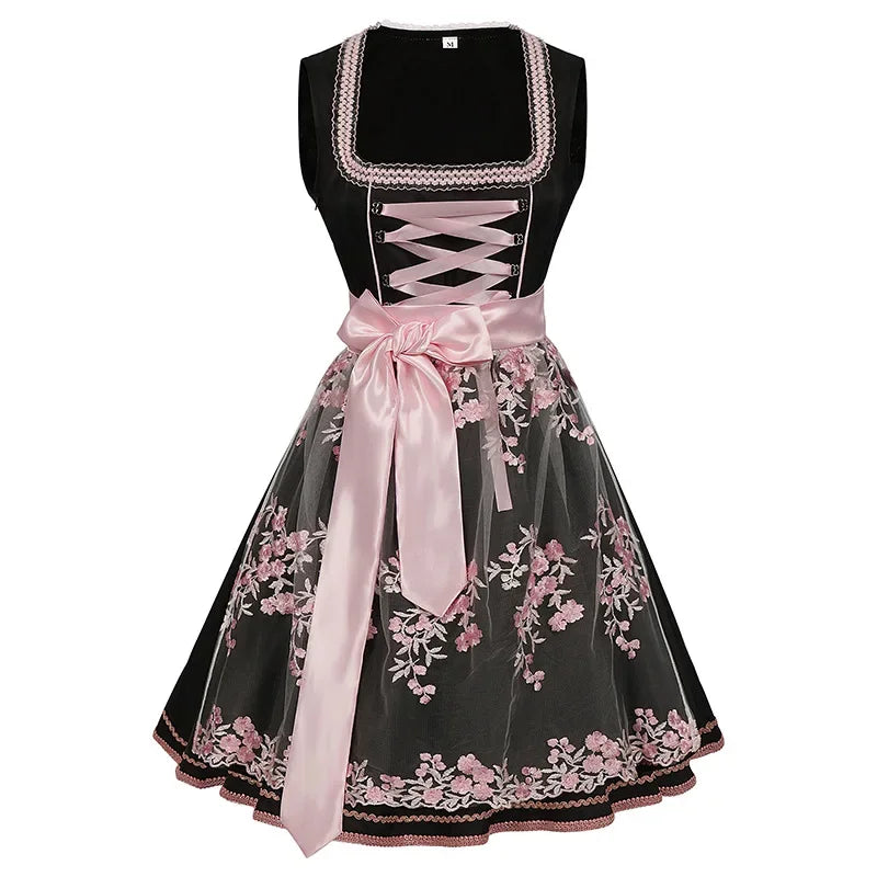 Rosentraum | Damen-Dirndl – Romantisch & Edel Rosa Schwarz Decorique.de