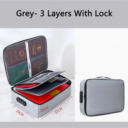 SafeDoc | Mehrschichtige Sicherheitstasche mit Reißverschluss zur Aufbewahrung Mit Schloss Silber Decorique.de