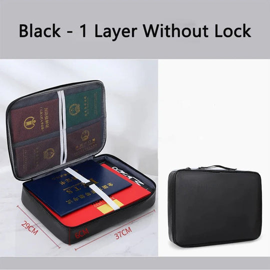 SafeDoc | Mehrschichtige Sicherheitstasche mit Reißverschluss zur Aufbewahrung Ohne Schloss Schwarz Decorique.de