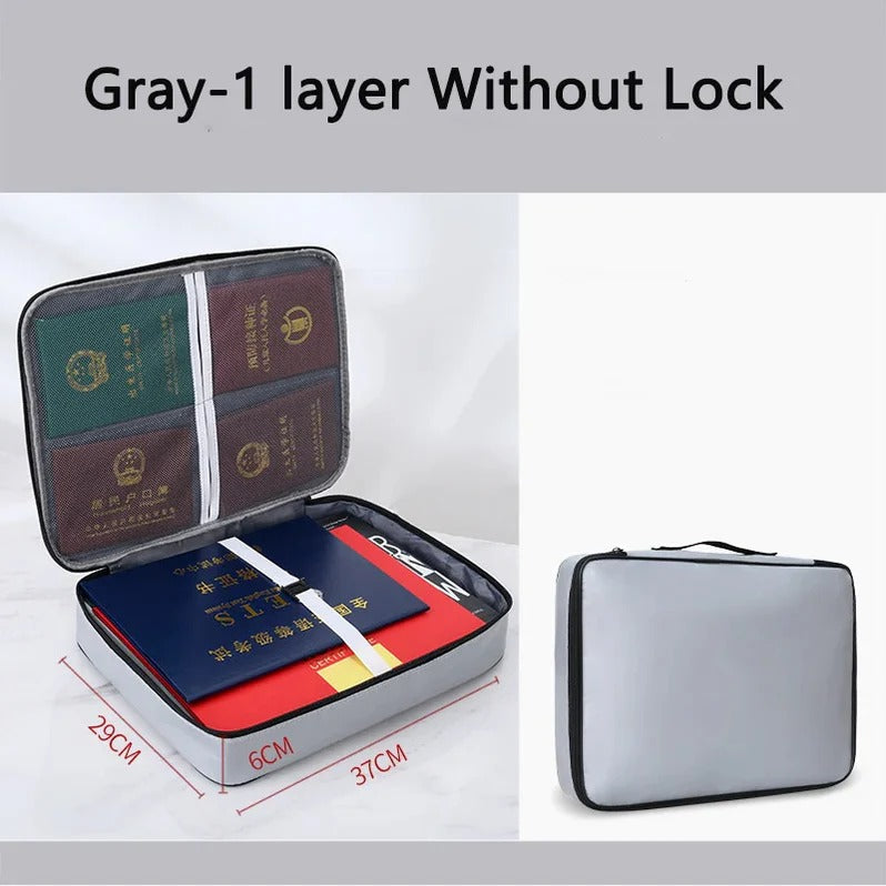 SafeDoc | Mehrschichtige Sicherheitstasche mit Reißverschluss zur Aufbewahrung Ohne Schloss Silber Decorique.de