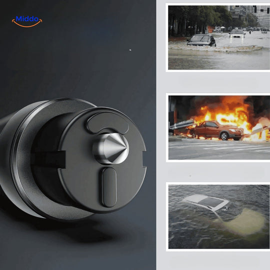 SafeKey | 2-in-1 Notfallwerkzeug | Glasbrecher & Gurtschneider - 1+1 FREE