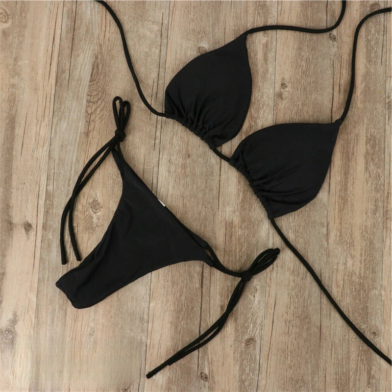 Selina | Streifenfreier Bräunungs-Bikini | Damen Schwarz Decorique.de