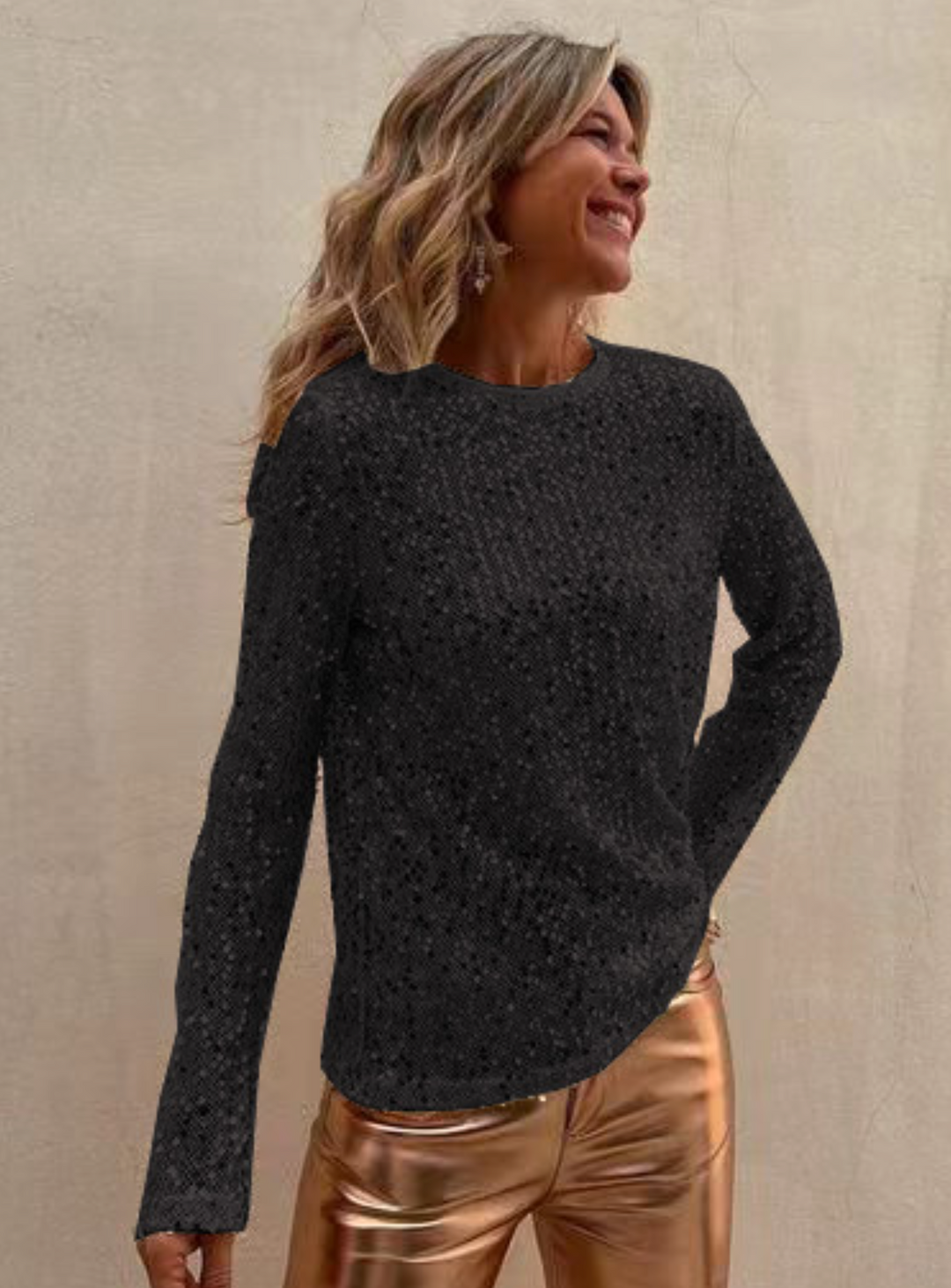 Serenya | Paillettenbluse – Glanz & Eleganz Schwarz Decorique.de