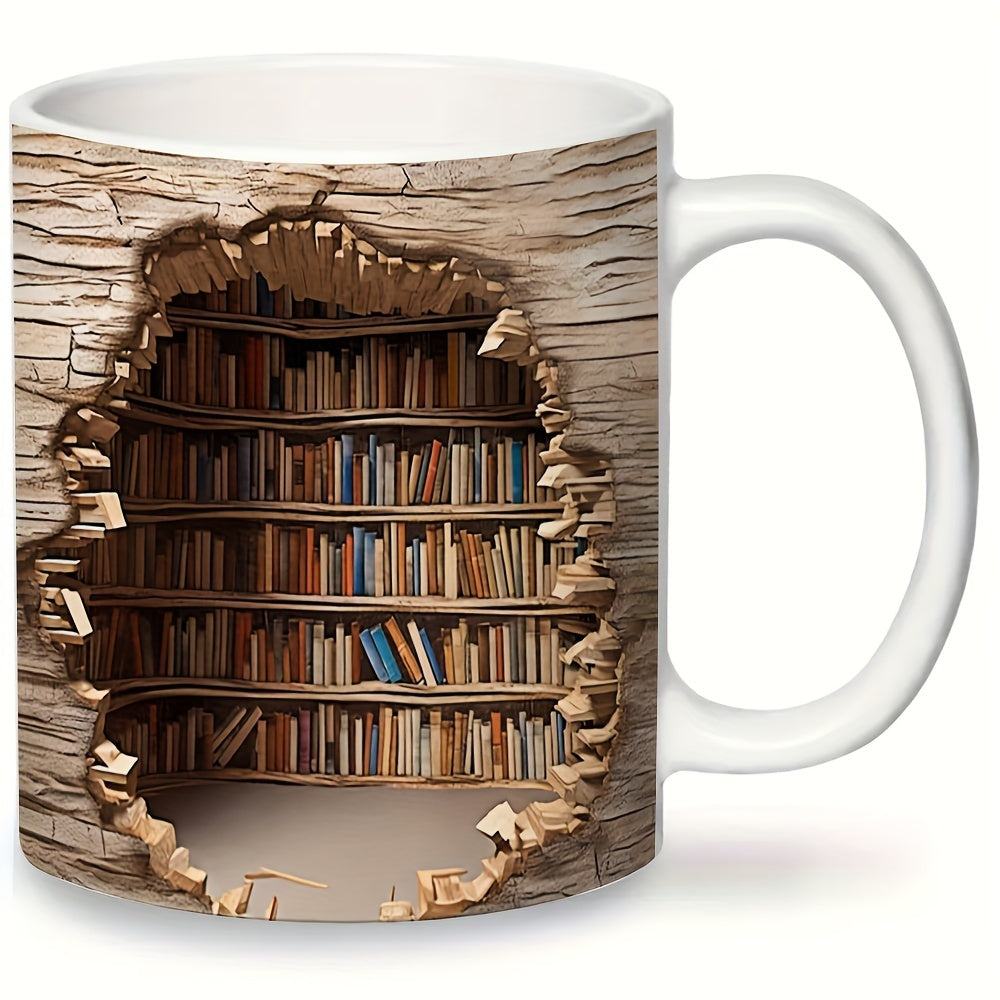 ShelfMug | 3D Bücherregal Tasse - Kreatives Raumdesign Keramiktasse für Leser Weiß 3D Decorique.de