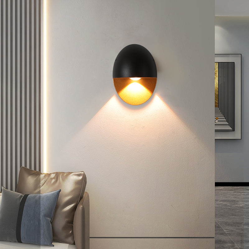 ShineLoop | Aluminium-Außenleuchte in Ovalform Schwarz + Gold Neutrales Licht (4000K) 220V-240V für UK AU Decorique.de