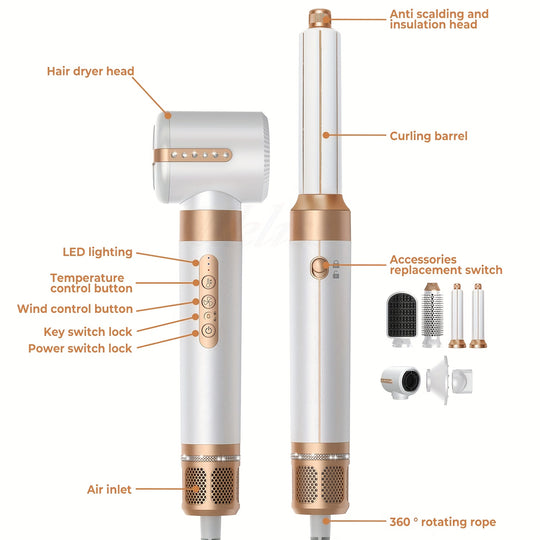 SilkBreeze | 7-in-1 Haarstyler mit Diffusor & Air Curling Wand Decorique.de