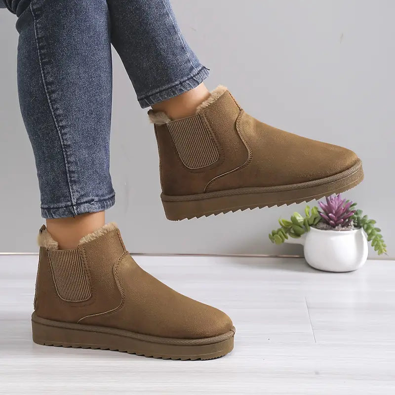 SnowFit | Die bequemsten Plüsch-Schneestiefel aus Fleece Khaki Decorique.de