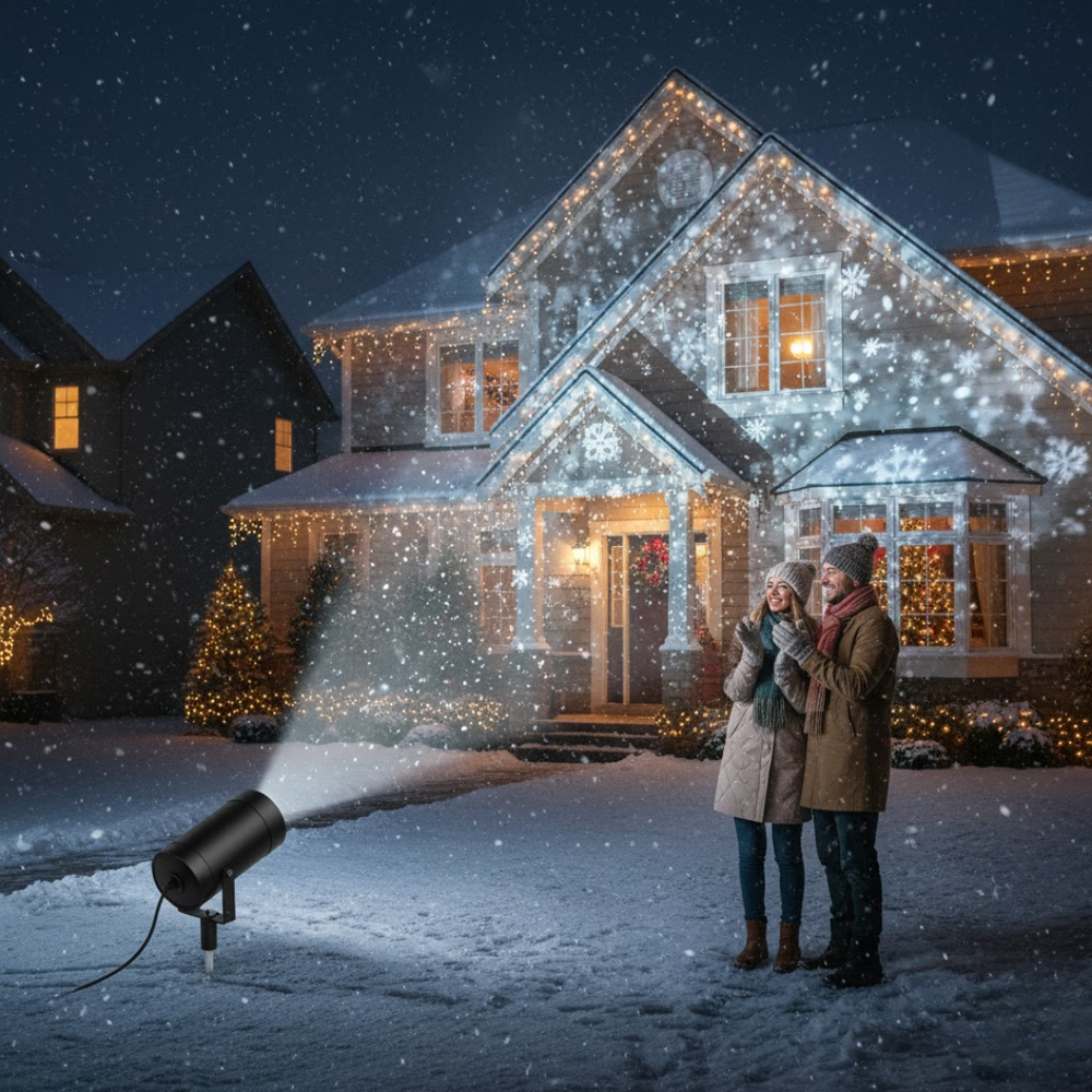 SnowMagic | Schneeflocken-Projektor – Innen/Außen LED Schneefall Decorique.de