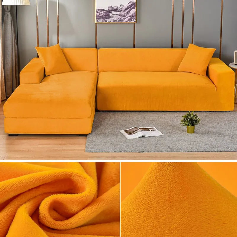 SofaEase | Pflegeleichter Stretch-Sofabezug Orangegelb Decorique.de