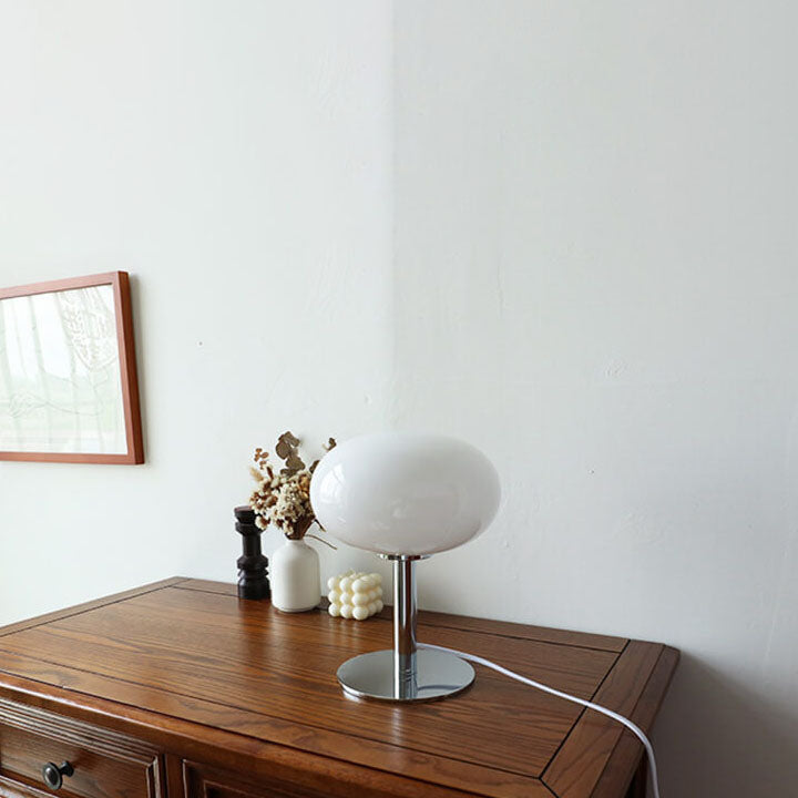 SoftOrbis | Nordic Vintage Creme Runde Glas 1-Licht Tischlampe Weiß 220V-240V für UK AU Decorique.de