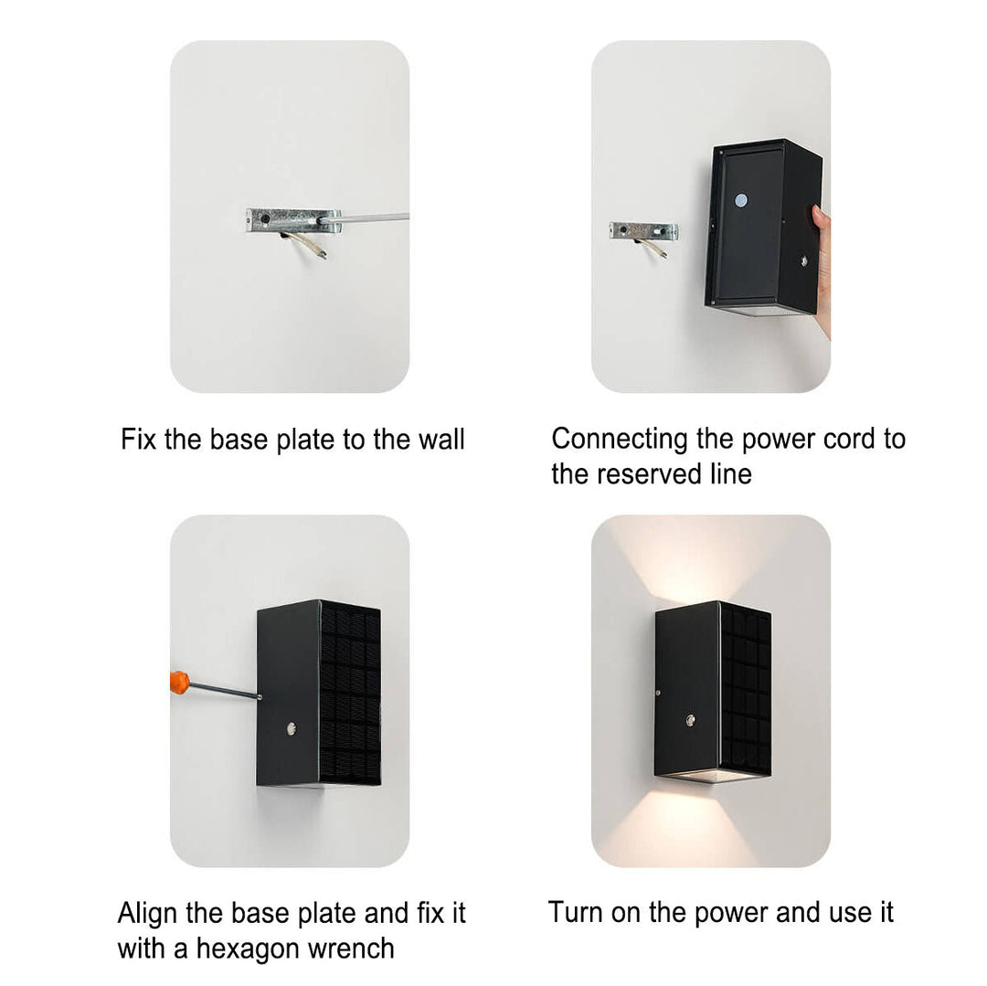 SolarEdge | Rechteckige Solarleuchte für Außenwände Decorique.de