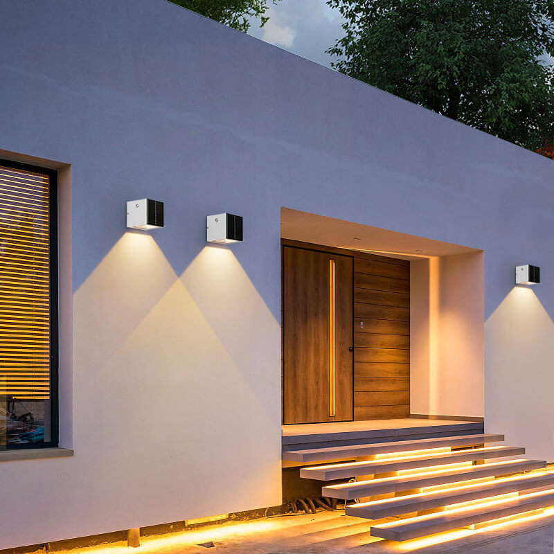 SolarEdge | Rechteckige Solarleuchte für Außenwände 1 Weiß Decorique.de