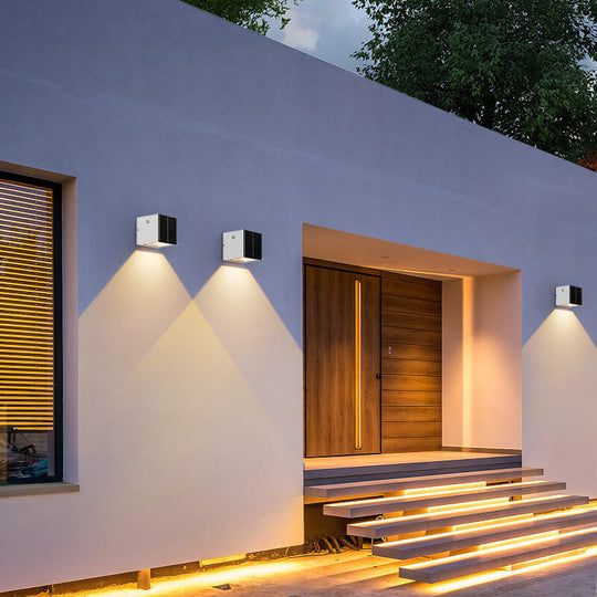 SolarEdge | Rechteckige Solarleuchte für Außenwände 1 Weiß Decorique.de