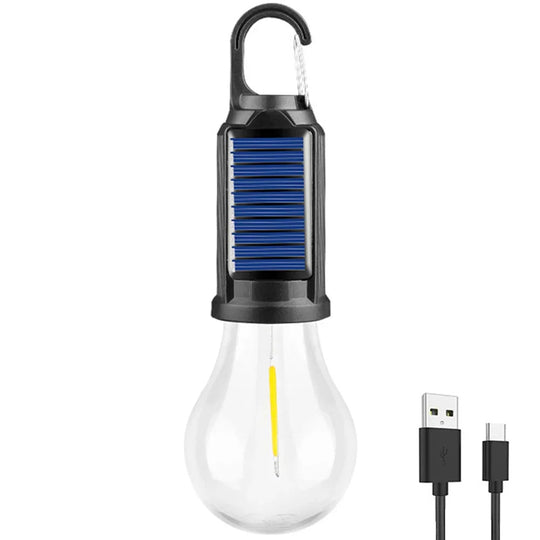 CampGlow | Solarbetriebene wiederaufladbare Campinglampe mit Haken