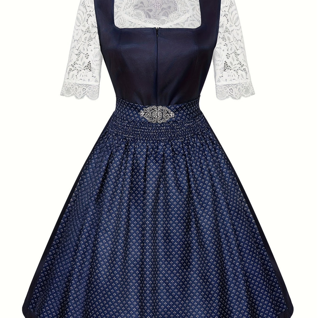 Spitzenzauber | Damen-Dirndlkleid – Knielange Festtracht mit Spitzendetails Gemischte Farbe Decorique.de