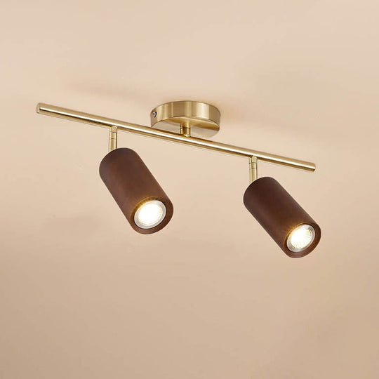 SpotLuxe | Elegante LED-Spots auf Walnussschiene 2 Walnuss - 230V Decorique.de
