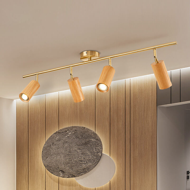 SpotLuxe | Elegante LED-Spots auf Walnussschiene 4 Holz - 230V Decorique.de