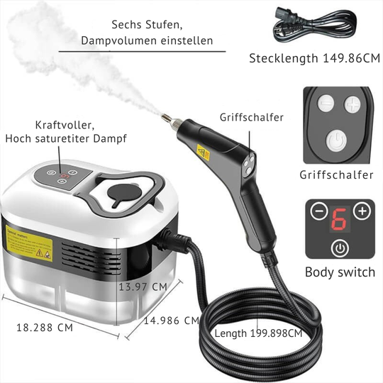 SteamMax | 2500W Hochdruck-Dampfreiniger mit Handschuhen Decorique.de