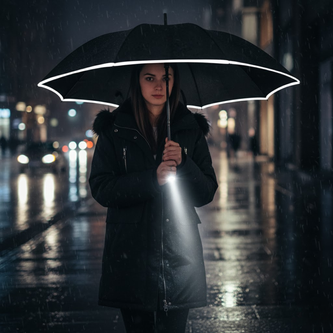 StormShield | Vollautomatischer Regenschirm mit LED-Beleuchtung Decorique.de