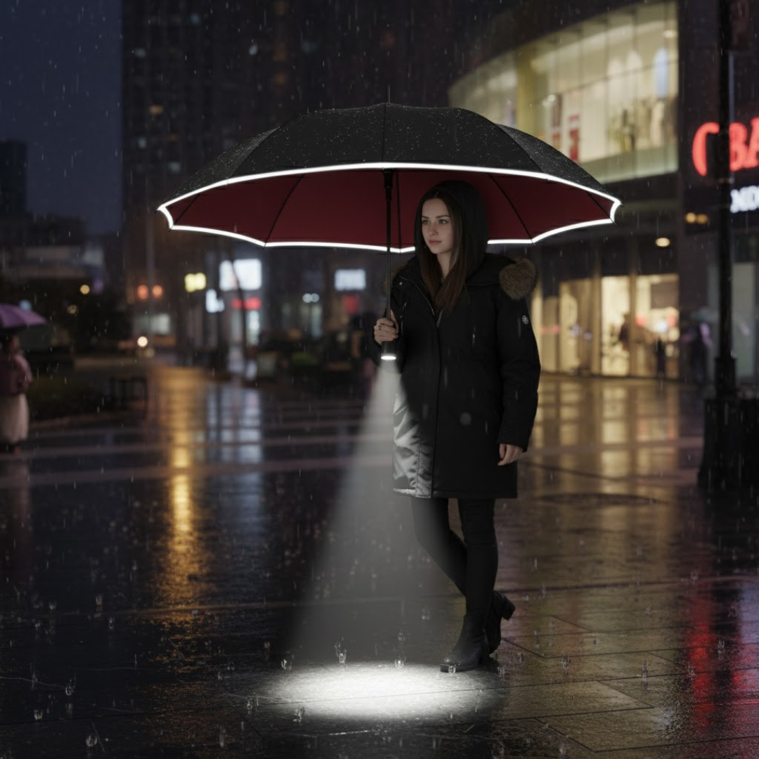 StormShield | Vollautomatischer Regenschirm mit LED-Beleuchtung Decorique.de