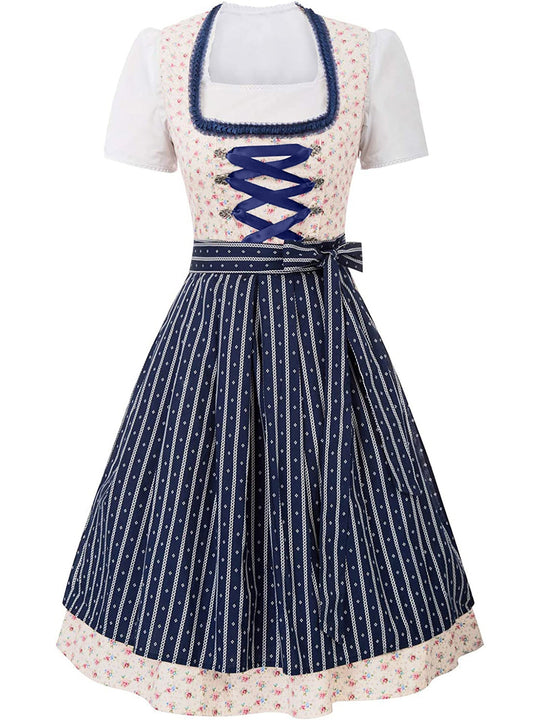 Streifenzauber | Damen-Midi-Dirndl – Tradition & Eleganz Blau Decorique.de