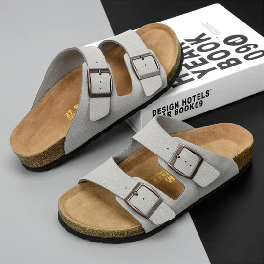 StrideFlex | Stilvolle Herren-Ledersandalen für den Sommer Grau Decorique.de