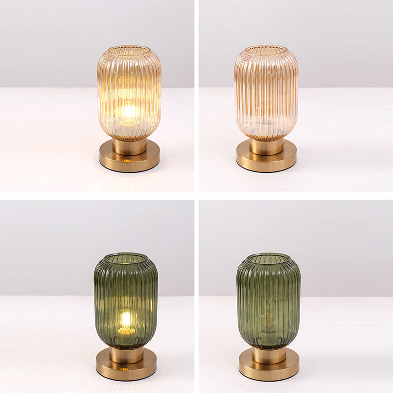 StripeGlow | Skandinavische Glas-Zylinderlampe fürs Schlafzimmer Decorique.de