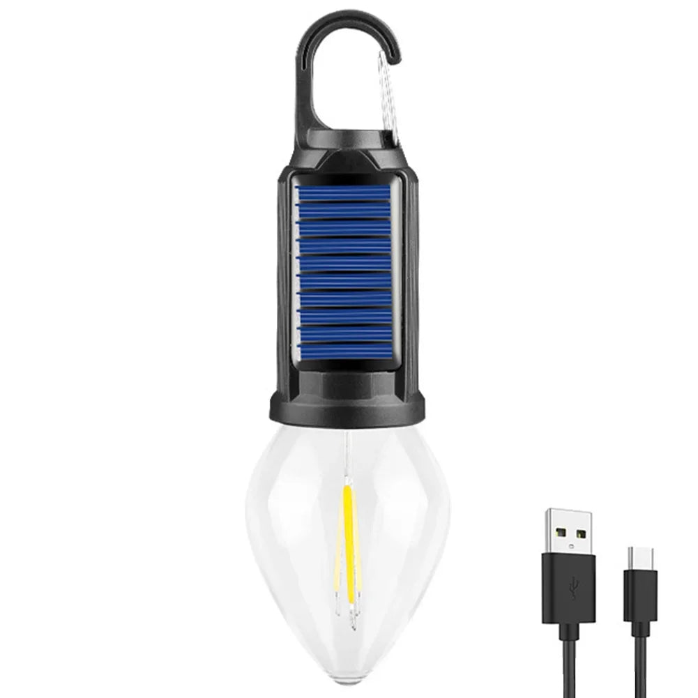 CampGlow | Solarbetriebene wiederaufladbare Campinglampe mit Haken