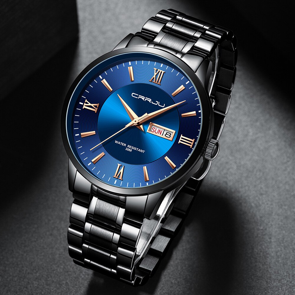 TimeMaster | Elegante wasserdichte Sportuhr Schwarz Blau Decorique.de
