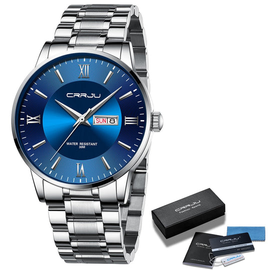 TimeMaster | Elegante wasserdichte Sportuhr Silber Blau Decorique.de