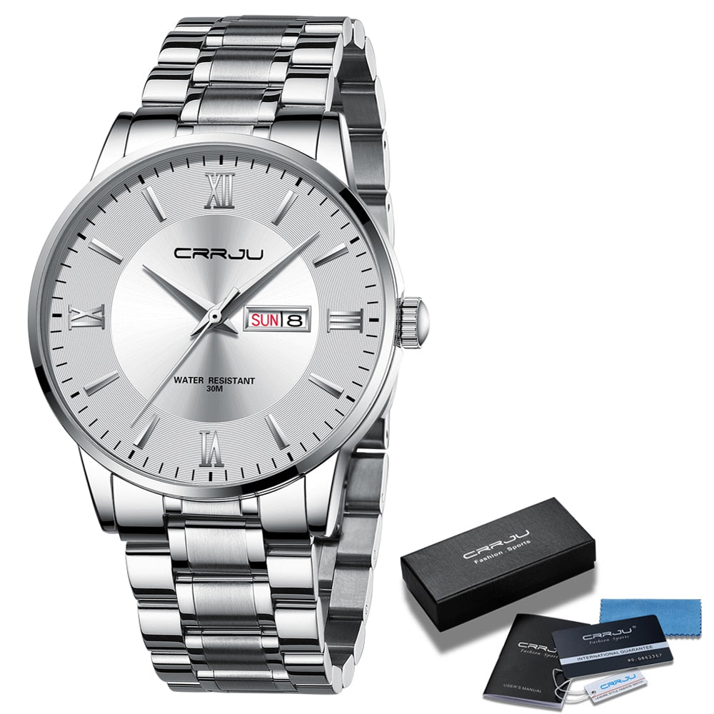 TimeMaster | Elegante wasserdichte Sportuhr Silber Weiß Decorique.de
