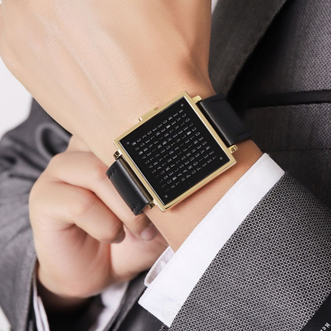 TimeMyst | Einzigartige Zeitanzeige und wasserdichtes Design Gold (Lederarmband) Decorique.de