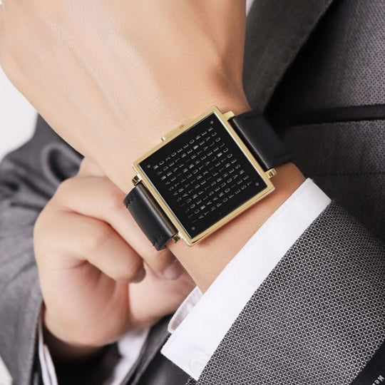 TimeMyst | Einzigartige Zeitanzeige und wasserdichtes Design Gold (Lederarmband) Decorique.de