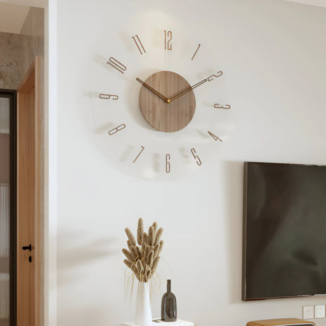 TimeNook | Moderne Wanduhr – Acryl & Holz Design B Decorique.de