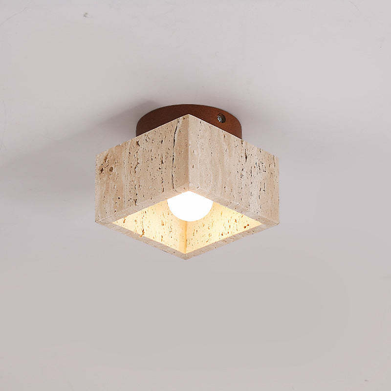 TokiStone | Natürliche Säulenlampe aus Travertin & Holz Decorique.de
