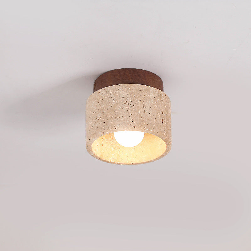TokiStone | Natürliche Säulenlampe aus Travertin & Holz Decorique.de