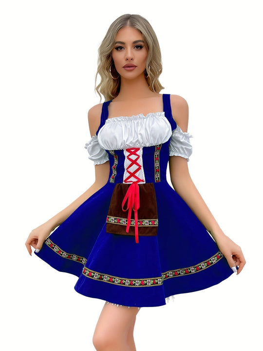 Trachtenprinzessin | Damen-Dirndl – Schulterfrei & Edel Blau Decorique.de