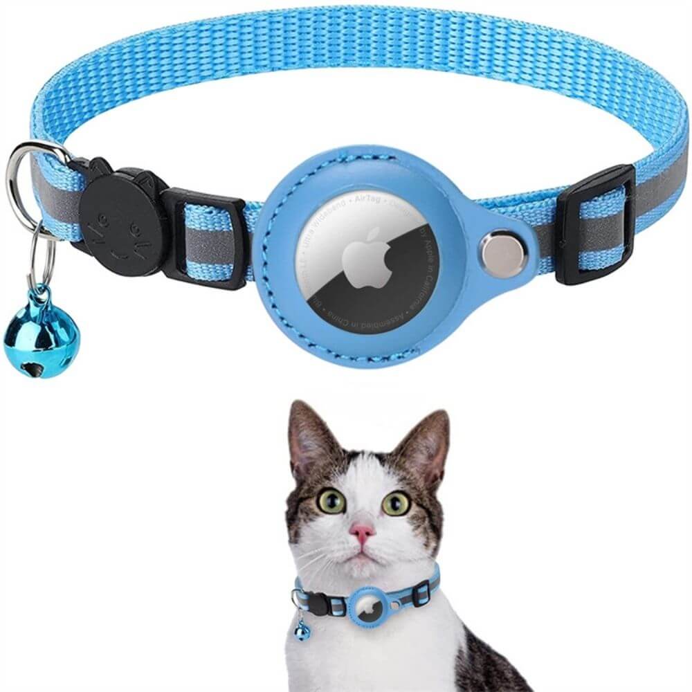 TrackTail | Katzenhalsband mit GPS-Tracker Halterung & Sicherheitsverschluss Himmelblau Decorique.de