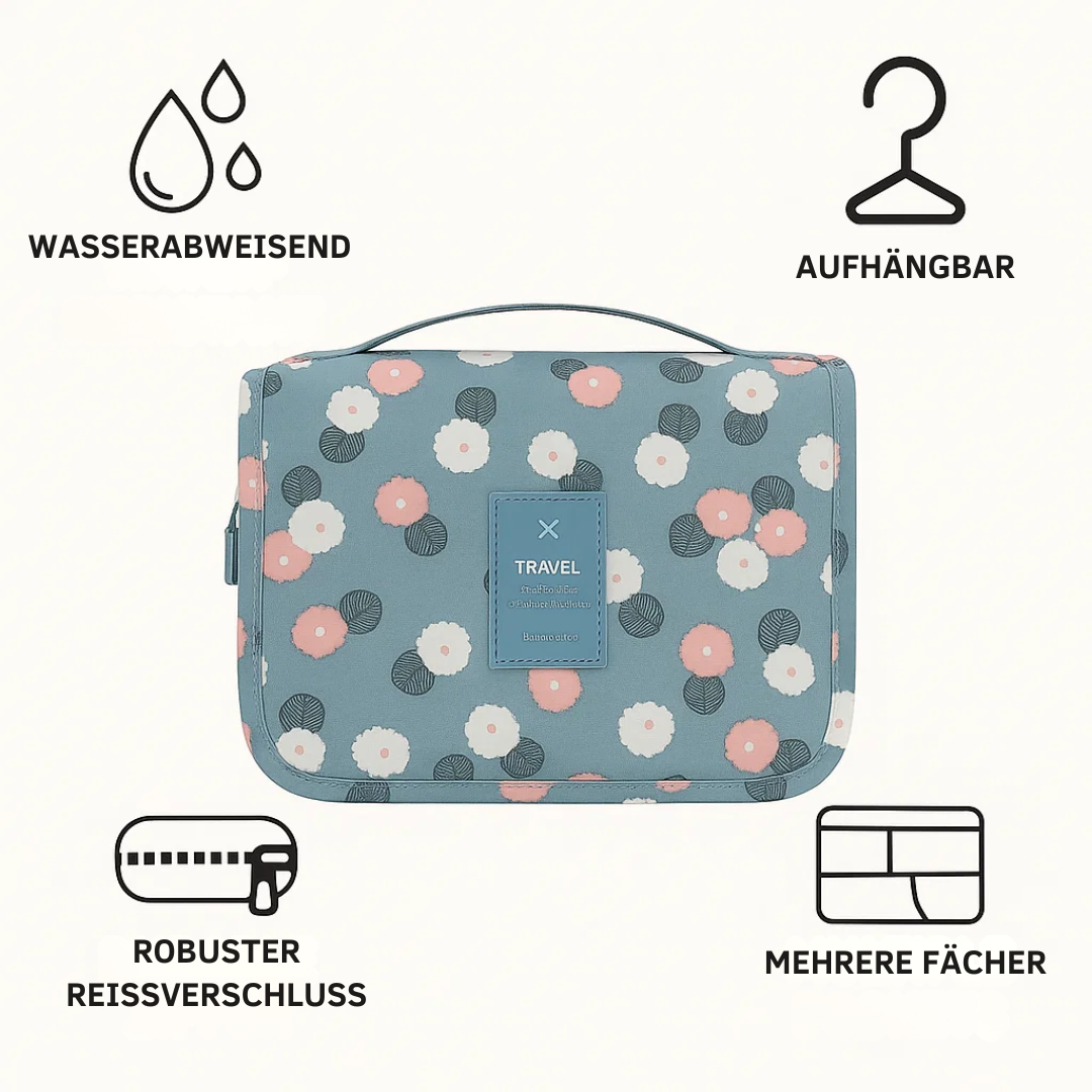 TravelEase | Wasserabweisende Reise-Kosmetiktasche mit Haken Decorique.de