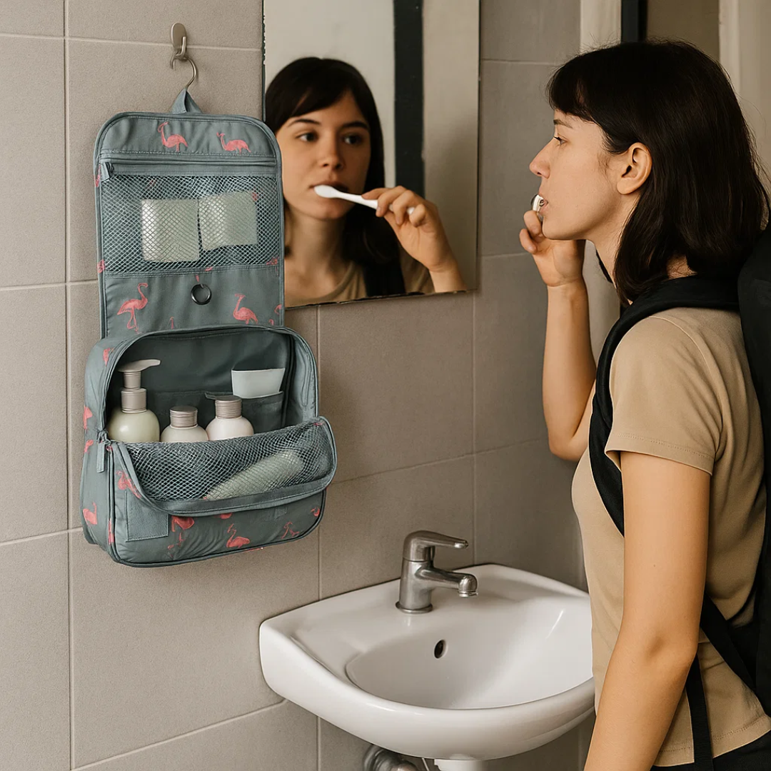 TravelEase | Wasserabweisende Reise-Kosmetiktasche mit Haken Decorique.de