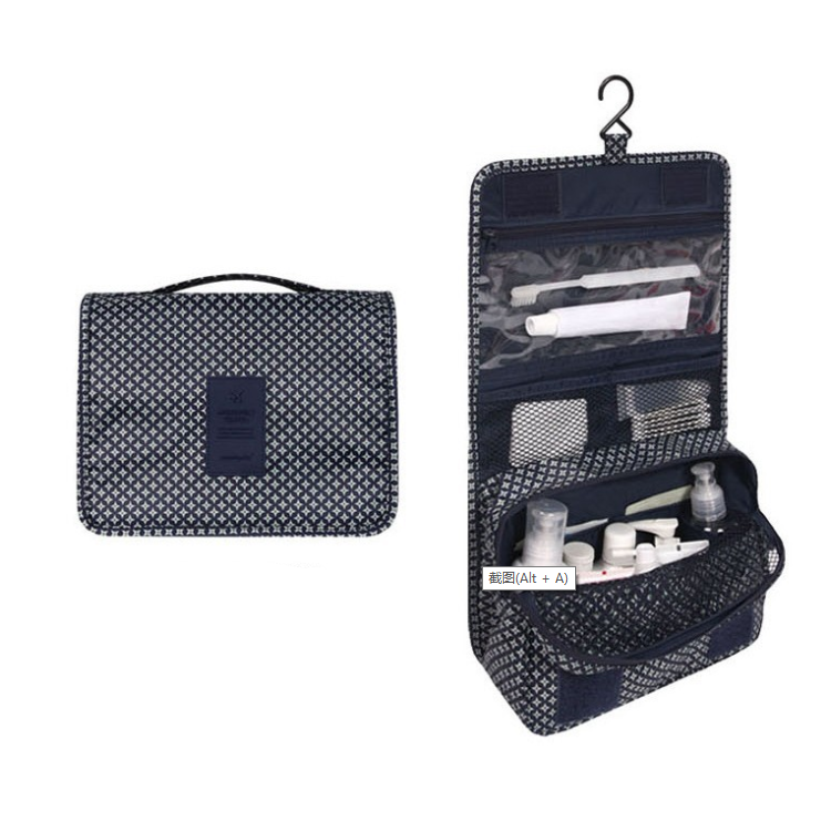 TravelEase | Wasserabweisende Reise-Kosmetiktasche mit Haken Dunkelblaue Sterne Decorique.de